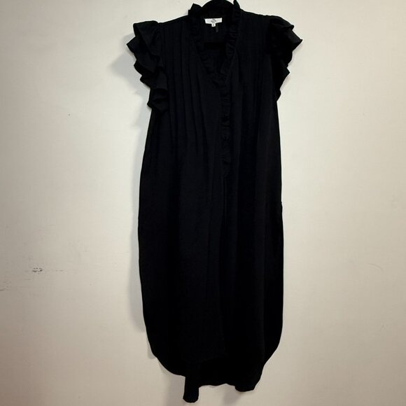 NWT Entro Black Ruffle Sleeve Pleated Tunic Top Women's Size Medium - Picture 1 of 10